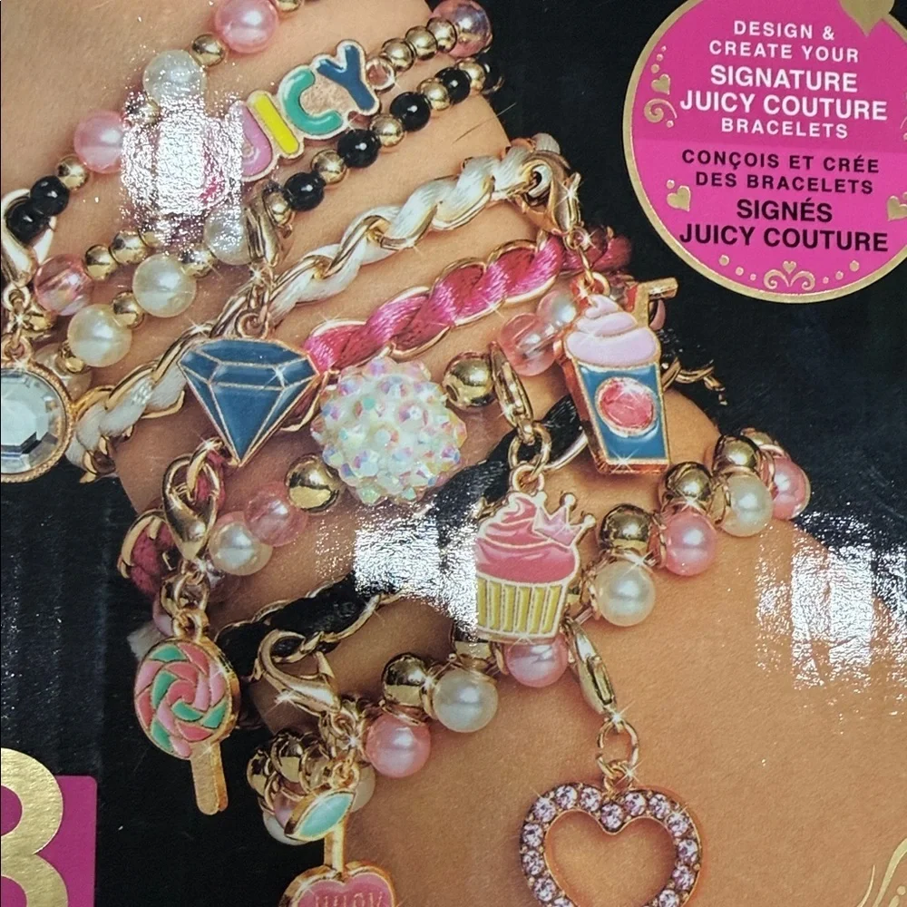 Juicy Couture Pink and Gold Charm Bracelet Set